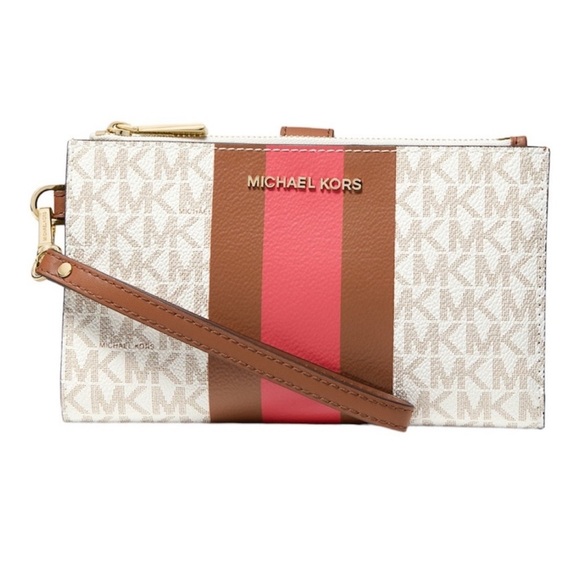 Michael Kors Logo Jet Set Double Zip Wristlet Wallet
Dahlia Red Brown AUTHENTIC - Picture 10 of 11